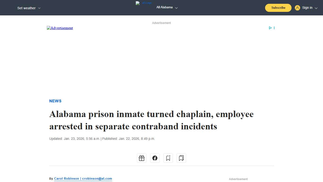 Alabama prison inmate turned chaplain, employee arrested in separate contraband incidents - al.com